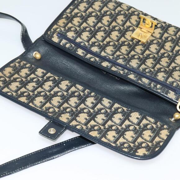DIOR Trotter Canvas Shoulder Bag Navy Gold - Picture 10 of 16